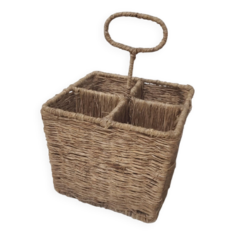 Wicker utensil storage basket