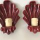 Pair of vintage shell ceramic wall lamps