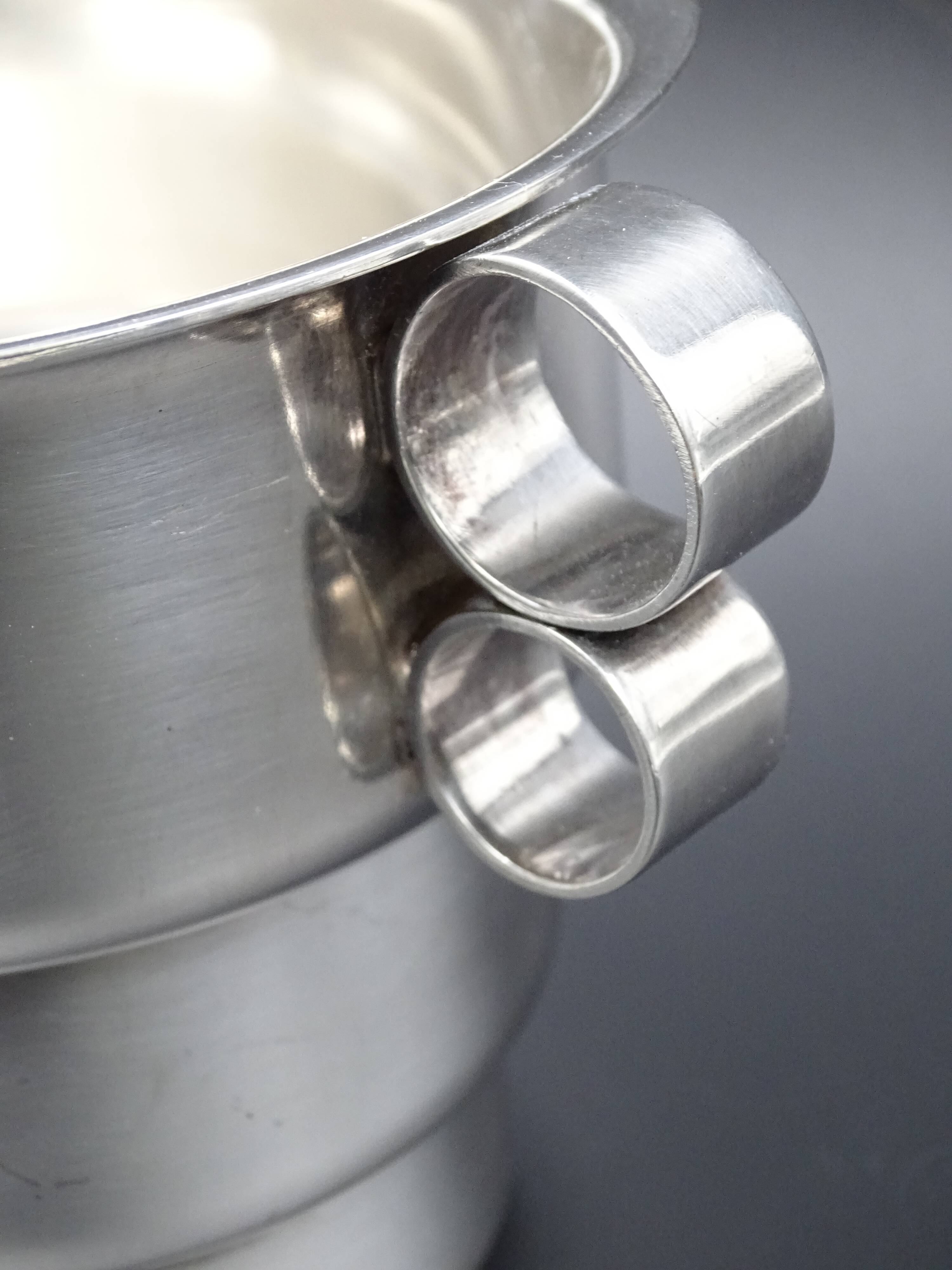 Silver metal ice bucket circa 1950