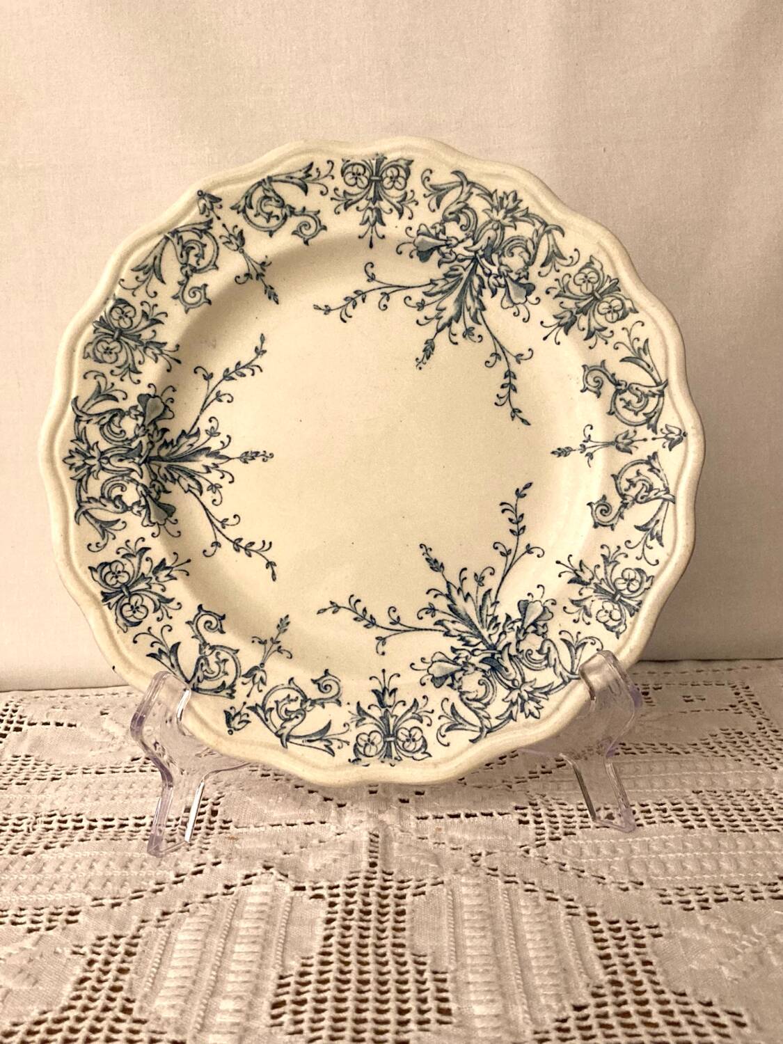 LG Clairefontaine dessert plate Moustier model in iron earth