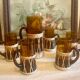 Amber glass and wicker lemonade set