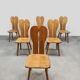 Vintage brutalist wooden dining chairs 1970 'hearts'