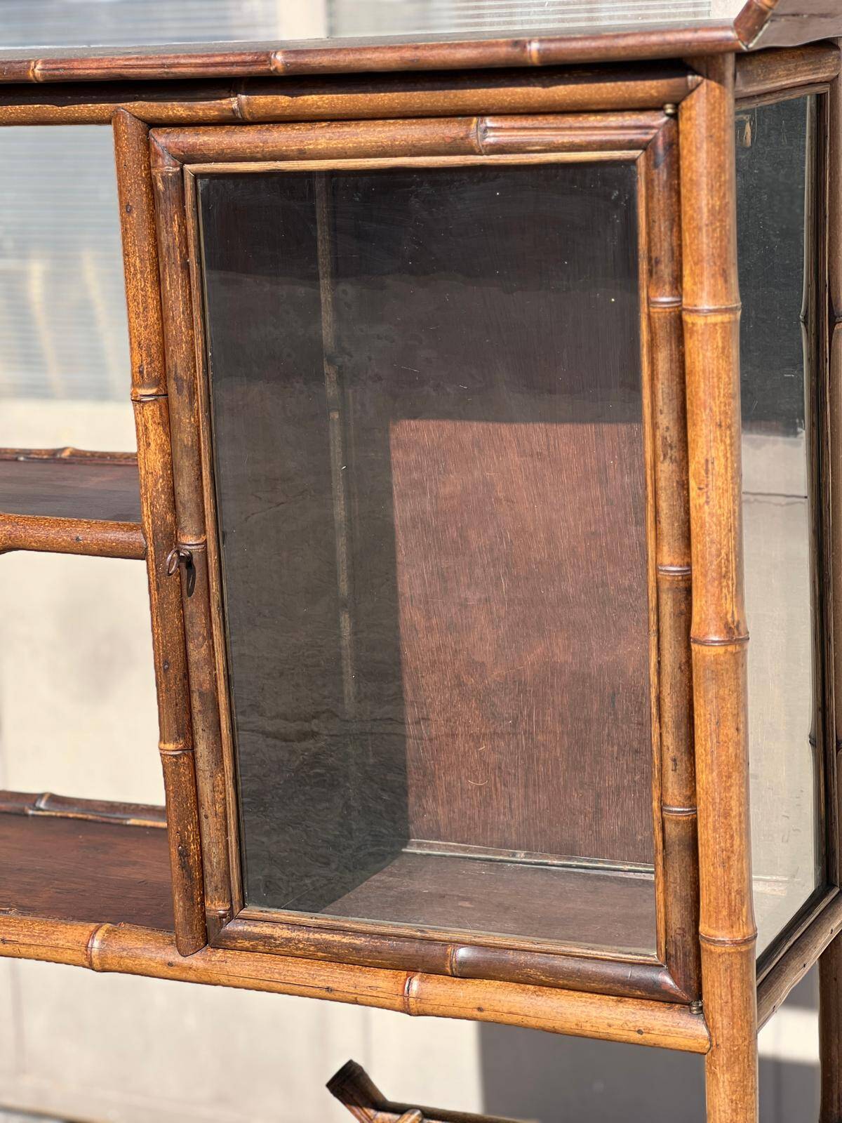 Japanese-style display shelf in bamboo and wood, circa 1890