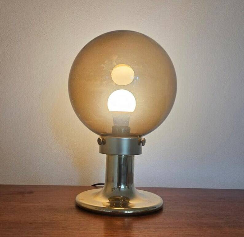 Very Rare Midcentury Large Table Brass Lamp, Switzerland, 1970s