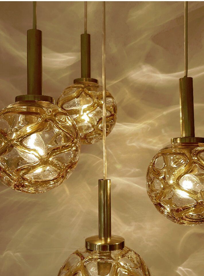 Suspension en verre vintage de Doria, années 1970.