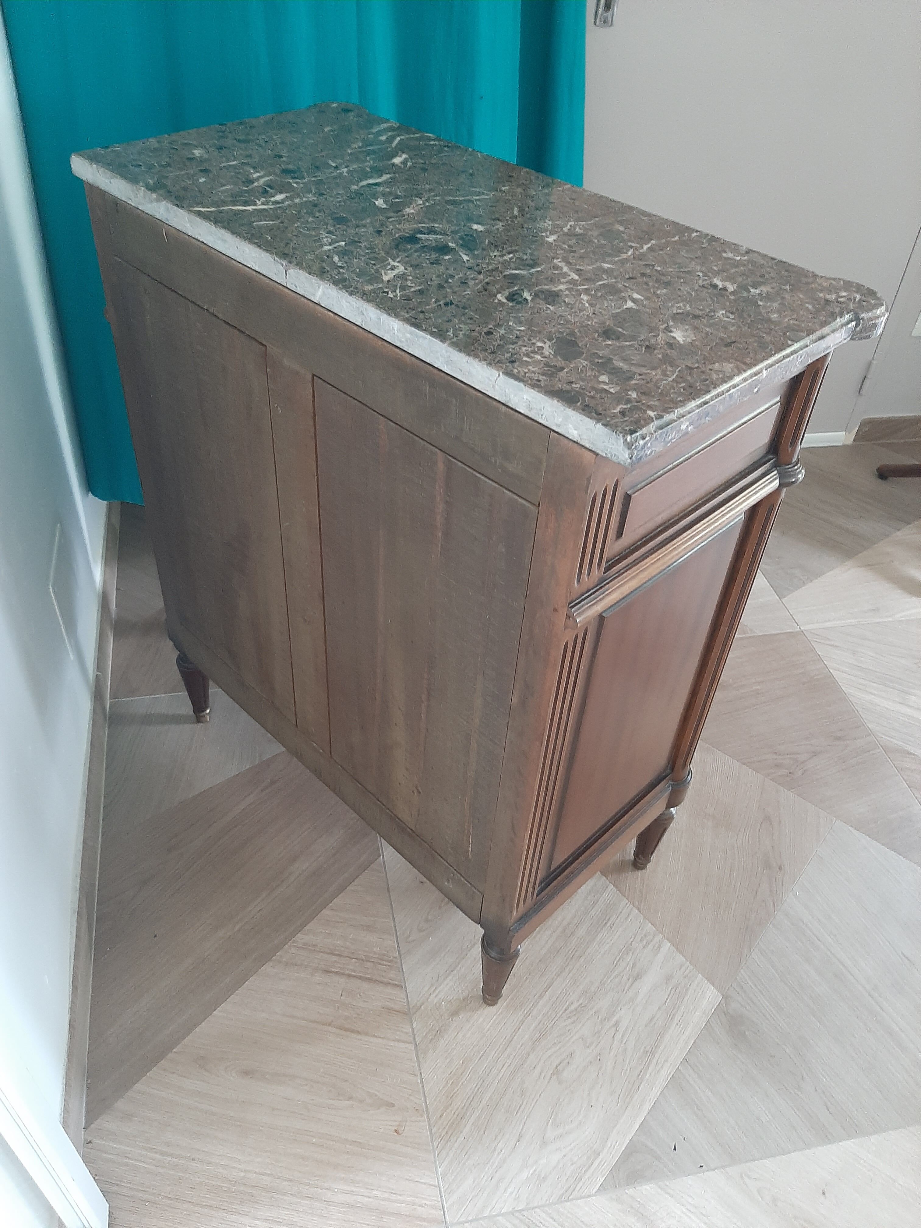 vintage - Small style chest of drawers - Louis XVI marble top with 1 drawer and 2 doors