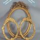 Old Art-Deco oval wood -stucco frame, 56x41 cm, 50x35 cm SB leaf