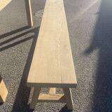 Solid oak farmhouse table and these two benches