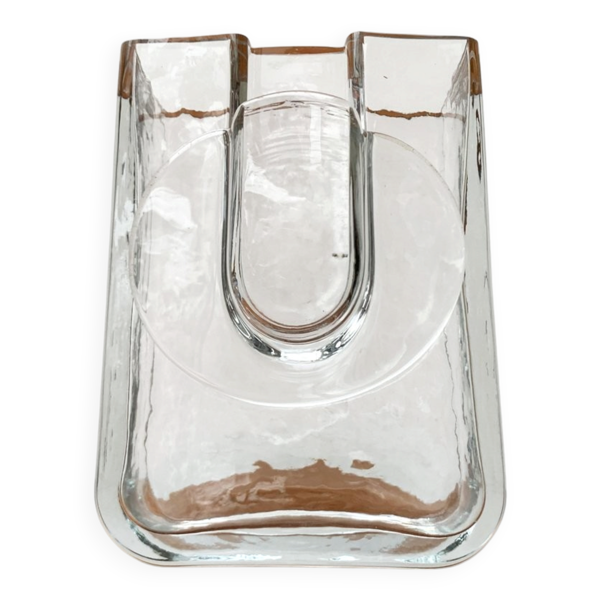 Postmodern glass block vase by Rosenthal, 1980s.