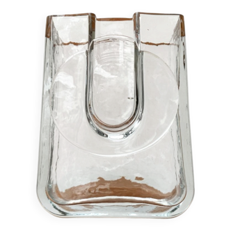 Postmodern glass block vase by Rosenthal, 1980s.
