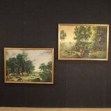 Italian countryside landscape painting oil on canvas from 20th century