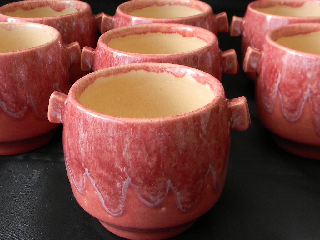 7 small ceramic pots by Jacques LACHENY. Saint Amand en Puisaye.