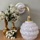 Vintage globe wall light in white Clichy glass