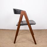 4 Danish chairs in Afromosia and skai model 205 by Thomas Harlev