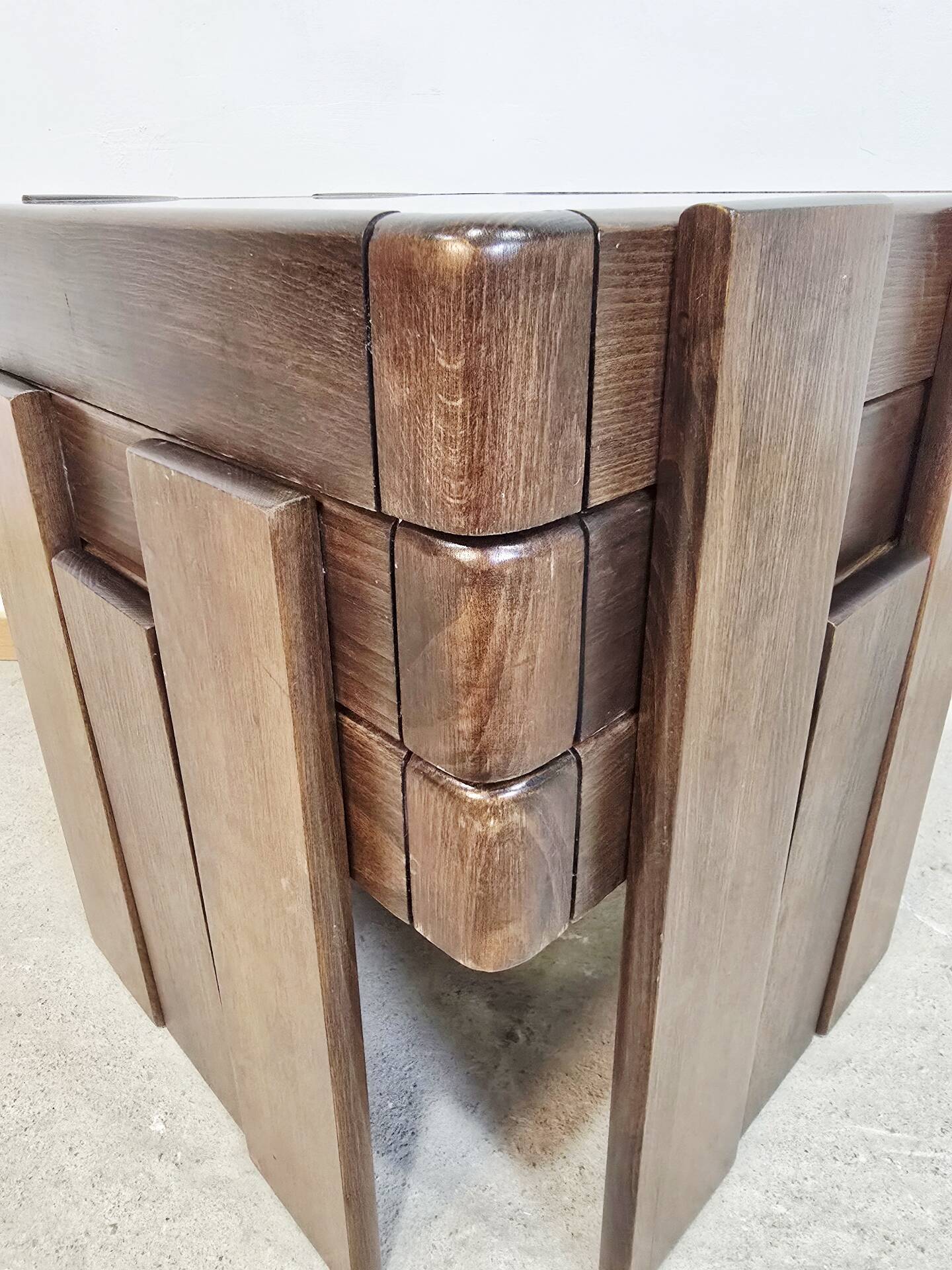 1970s Meblo Frattini Nesting Tables with Smoked Glass