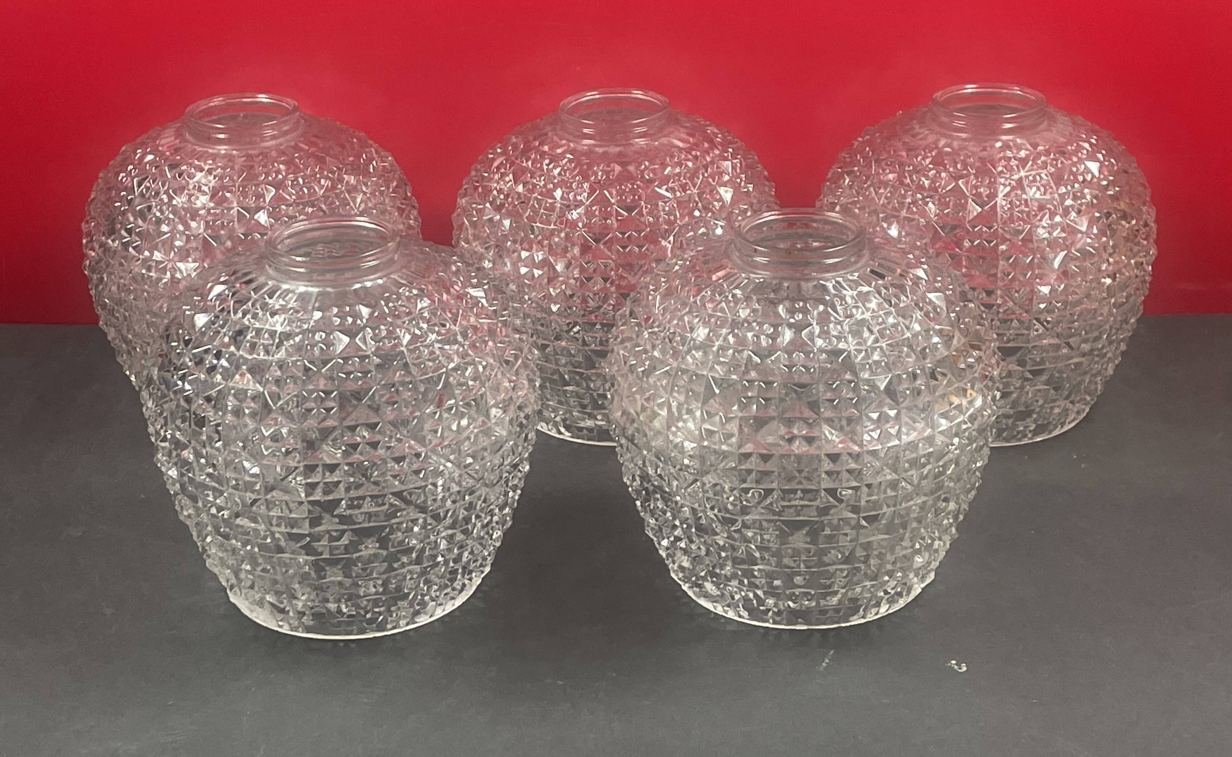 Set of 5 cut glass pendants circa 1960/70