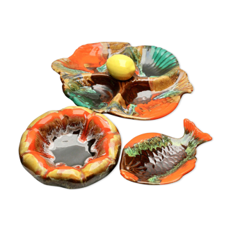 Set of fish and oyster plates by Vallauris