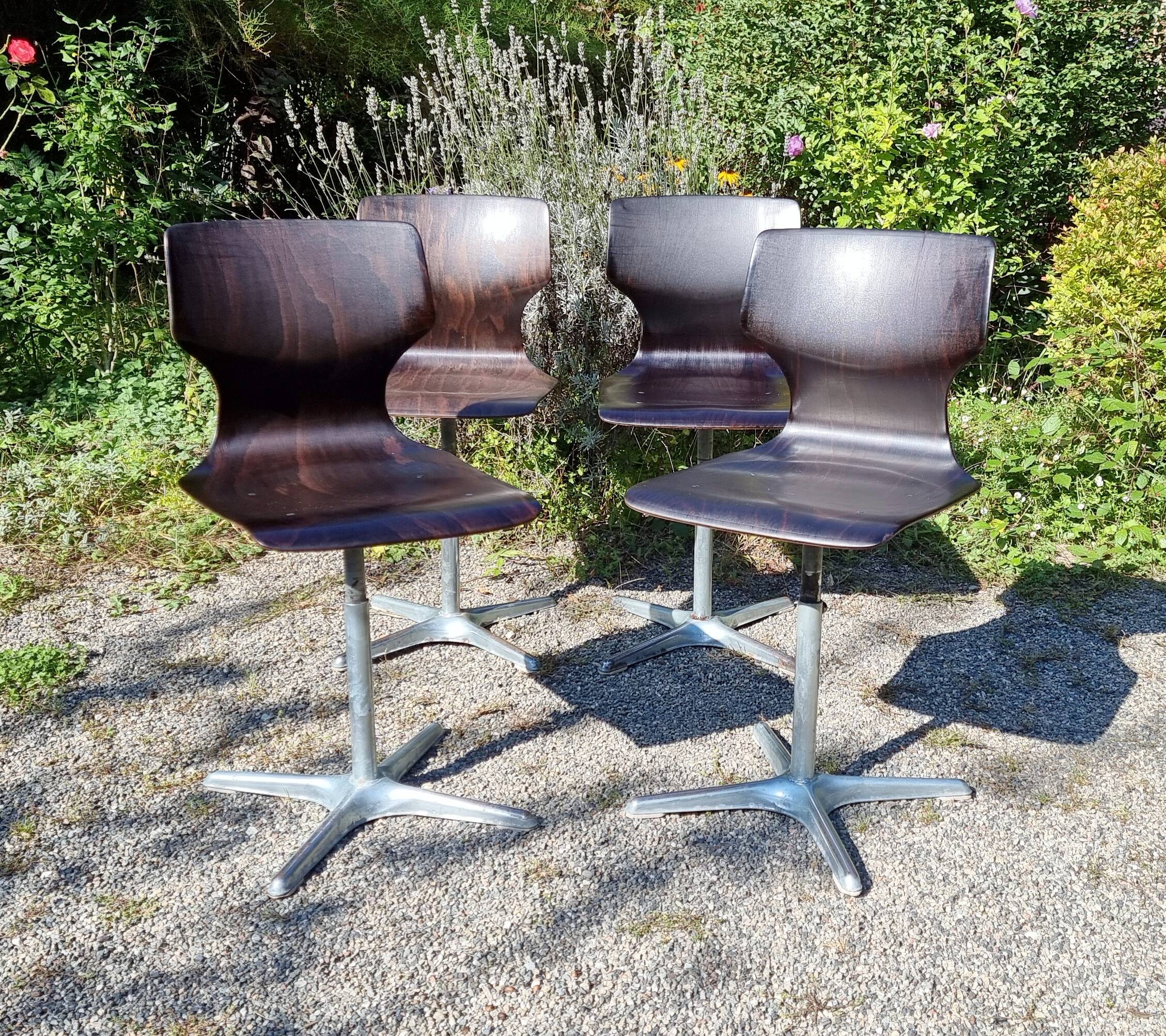 4 Pagwood Pagholz Flototo chairs from the 70s