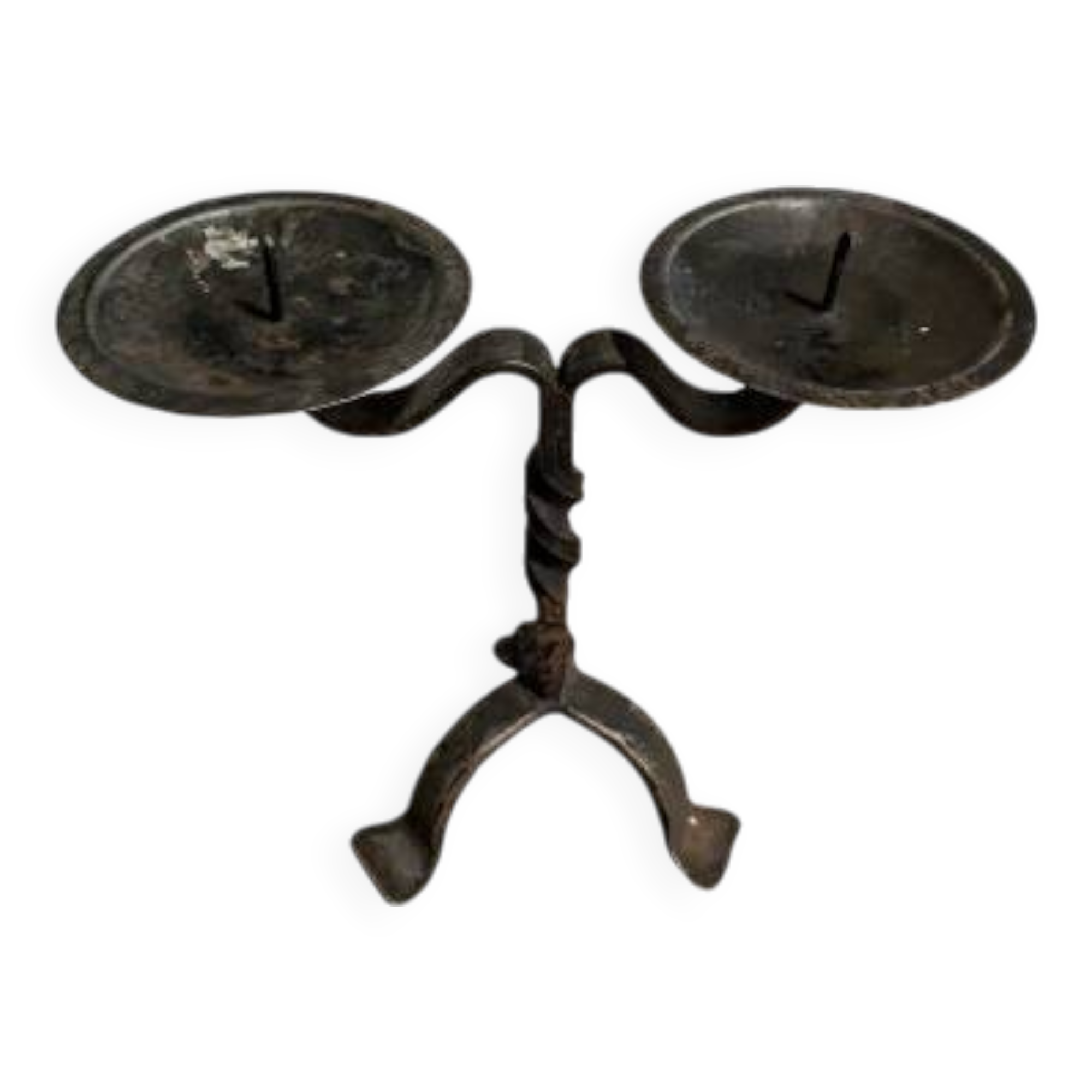 Rustic black metal candle holder - dimensions 20 x 23.5 cm
