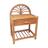 Table de chevet vintage en rotin