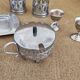 Vintage glass and silver metal breakfast set
