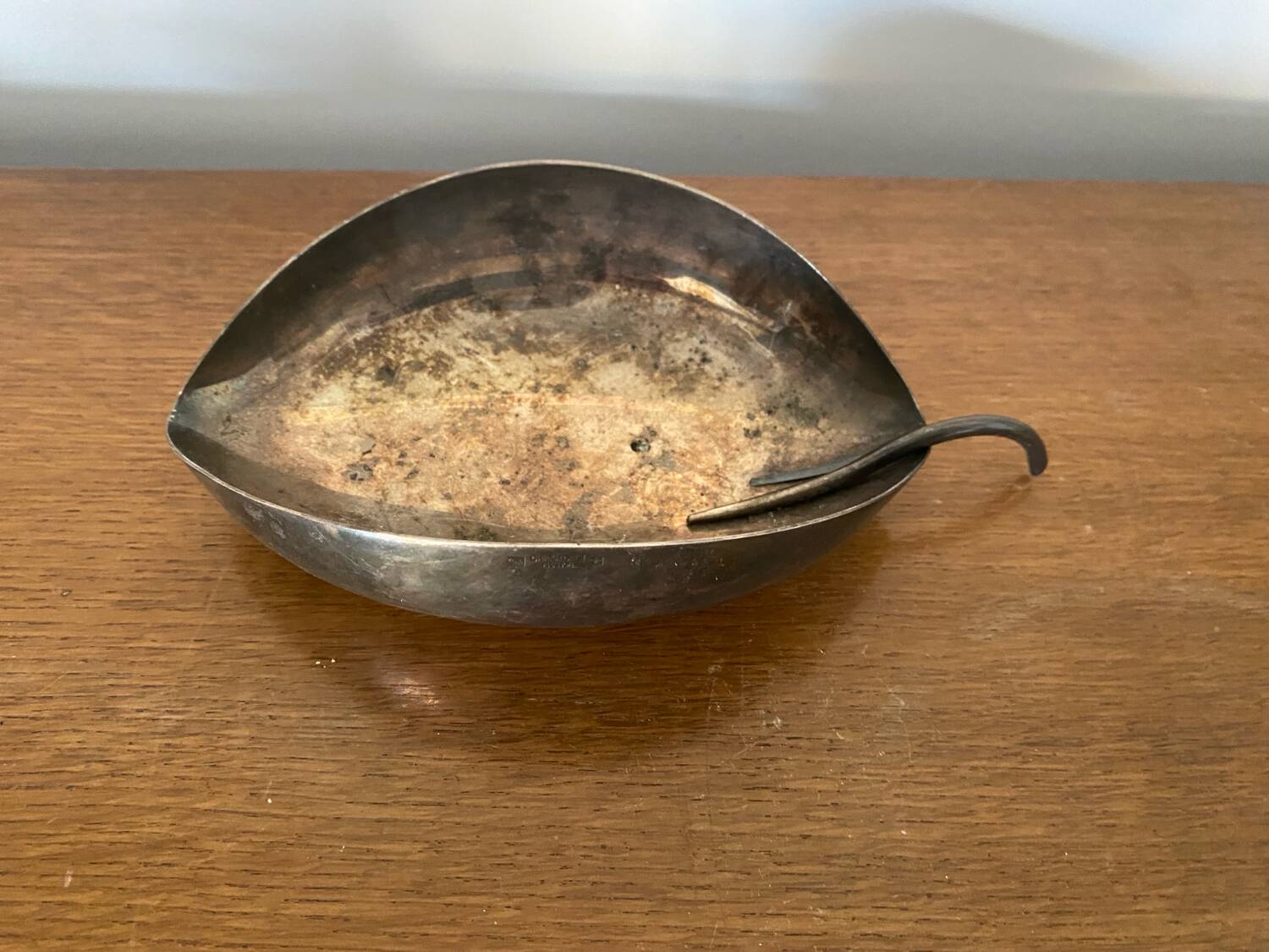 Old CHRISTOFLE Lino Sabattini Leaf Shaped Silver Metal Empty Pocket #C