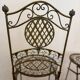 Paire de chaises hautes pliantes en fer forgé – Patine ocre – Style Ja