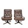 Pair of Norwegian swivel armchairs in leather and beech from the 1970s.