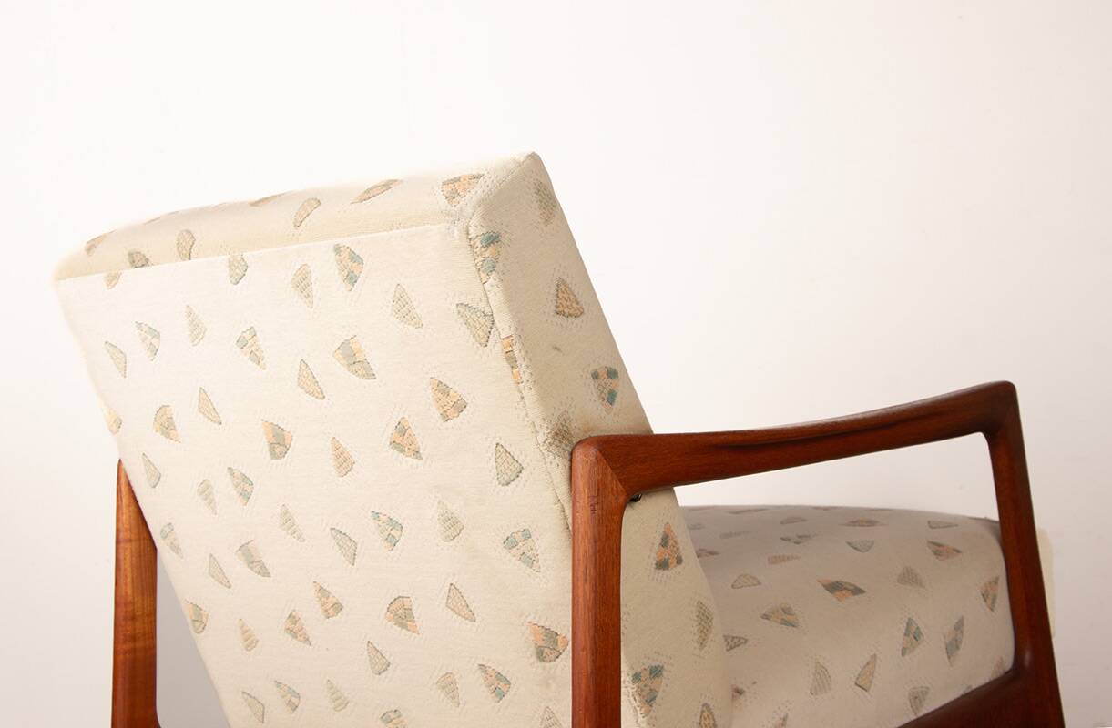 Pair of Scandinavian armchairs in teak and new fabric, 1960.