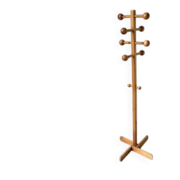 Portemanteau moderniste en pin massif, années 70