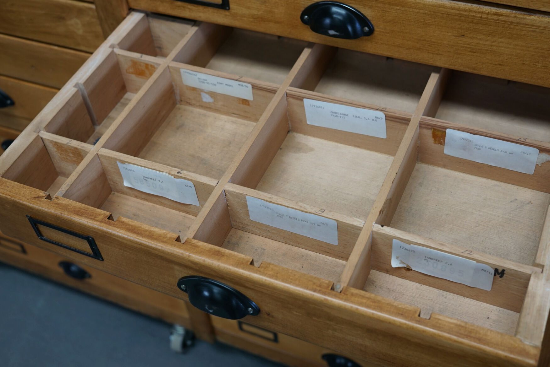 German beech apothecary cabinet, 1930s