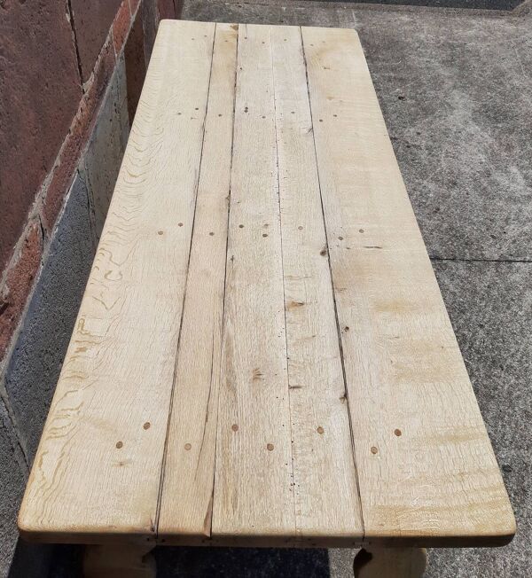 Table de ferme en chêne, pieds lyre. (Table espagnole)