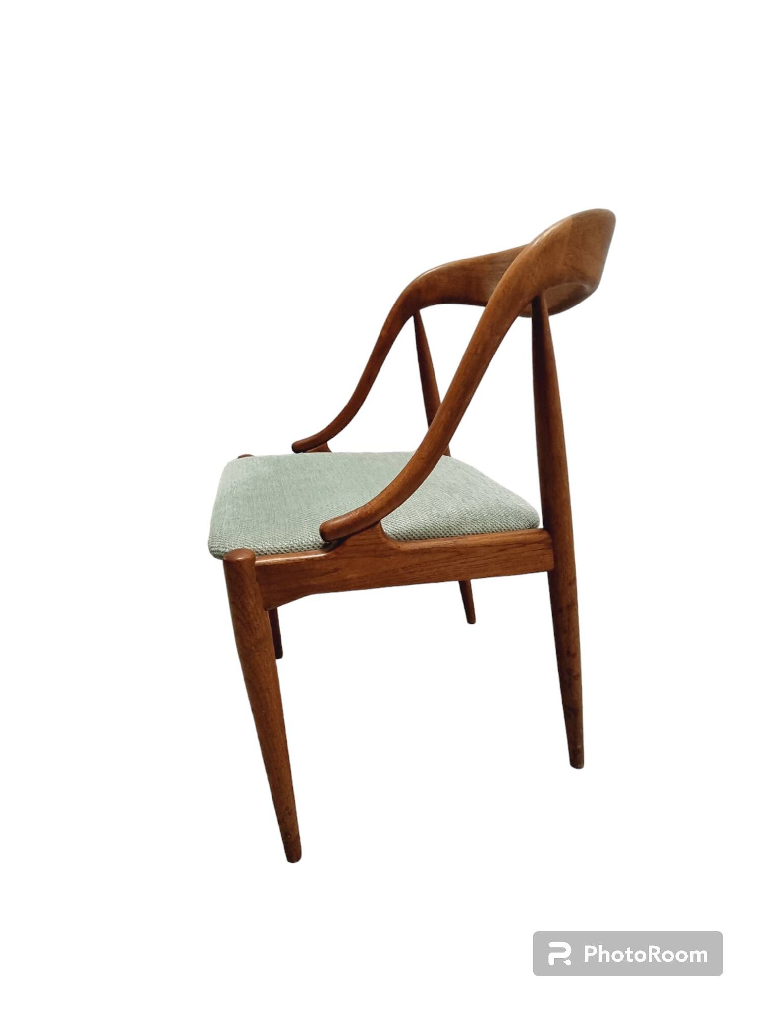 ENSEMBLE DE 6 JOHANNES ANDERSEN NO. 16 CHAISES À MANGER EN TECK ET VELOURS