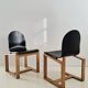 Chaises italiennes minimalistes en bois courbé des années 70, frêne et ébène