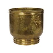 Large Hammered Brass Jardinière/Planter with Lion Heads