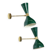 Pair of green Moonlight wall lights