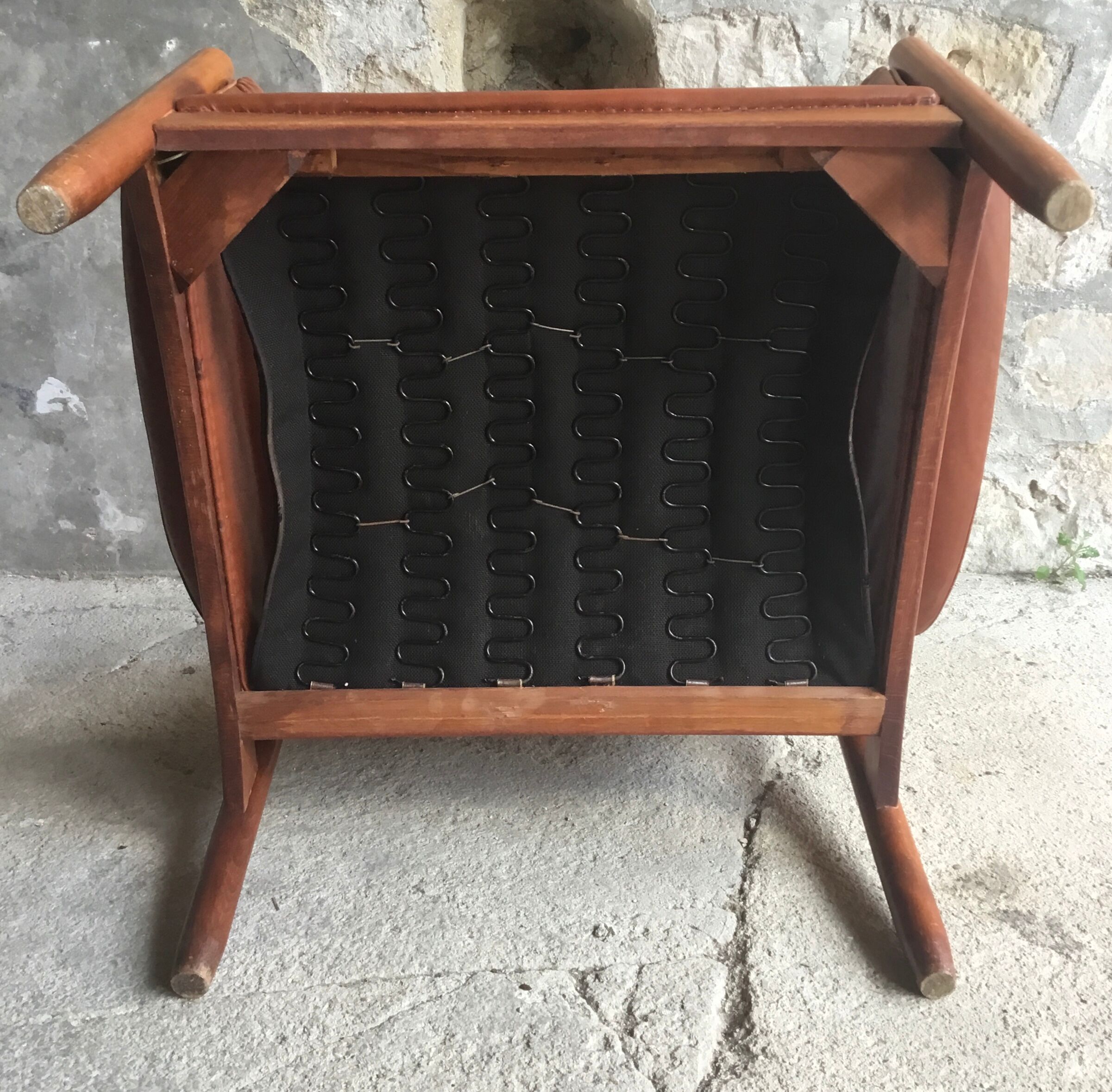 Scandinavian armchair in teak and leather - 1960