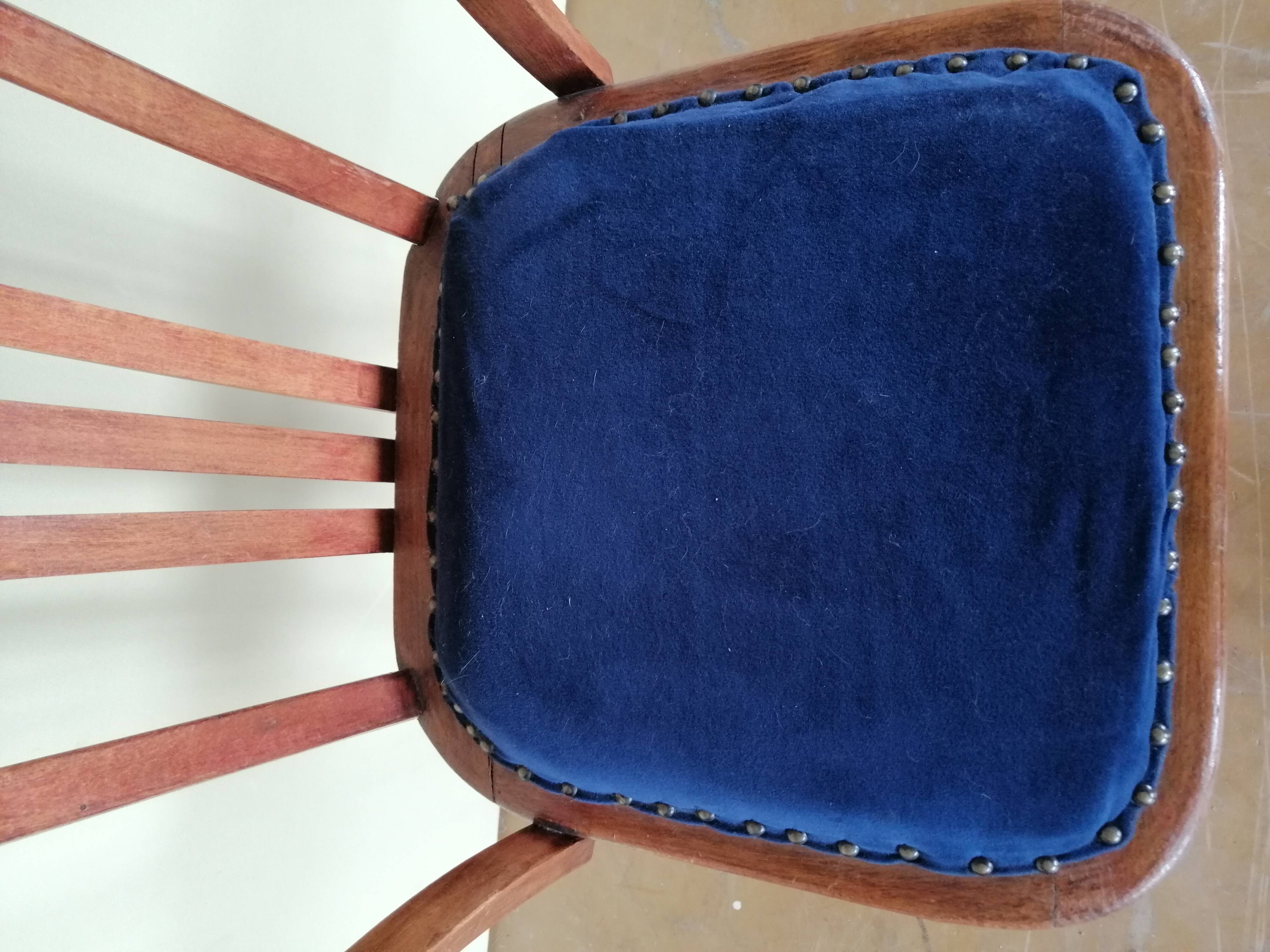 Vintage Bridge chair wood and velvet