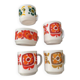 Lot 5 Mugs & Cups Arcopal Lotus 70's