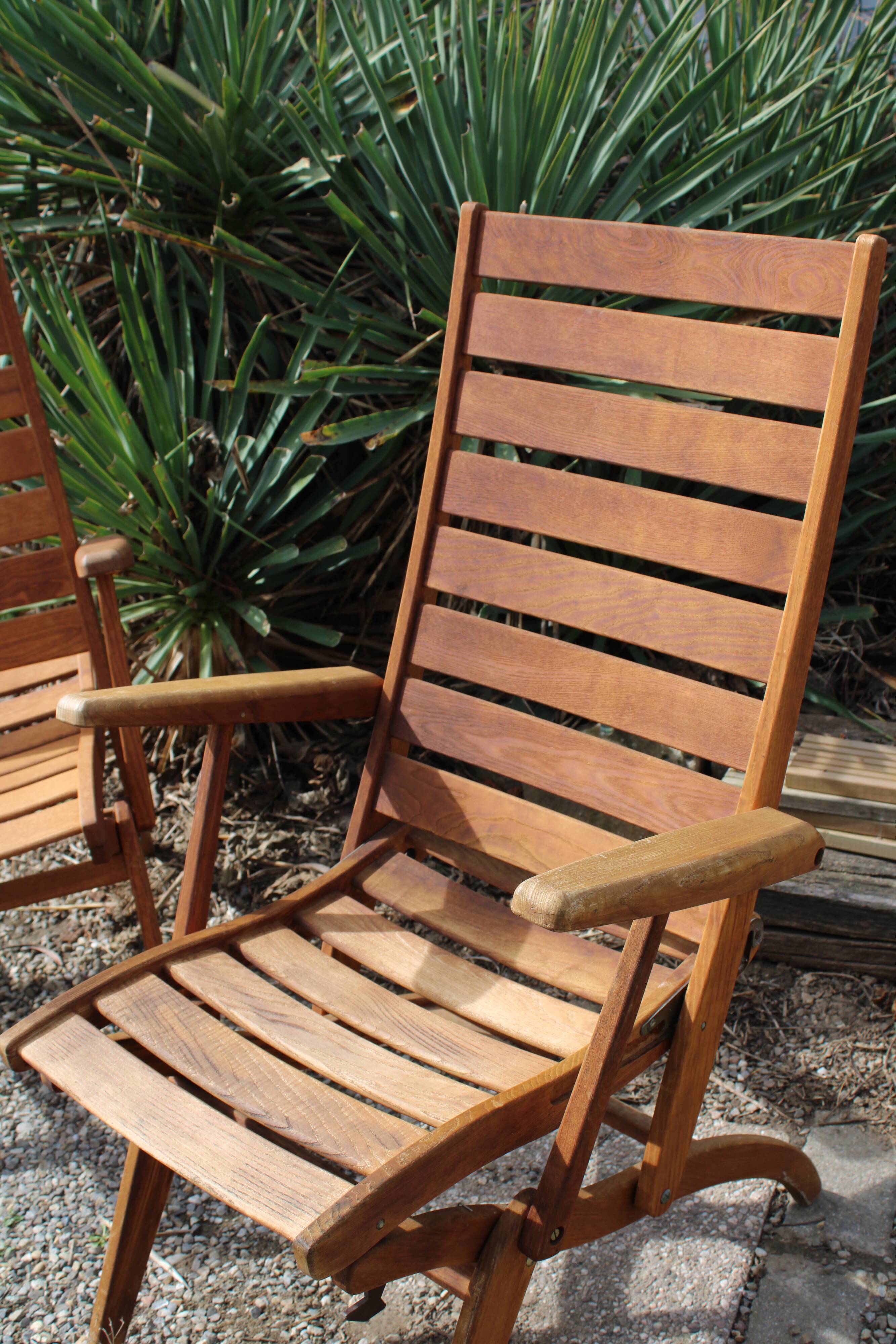 Pair of teak garden chairs 50s
