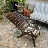 EMU garden furniture in dark wood - 2 folding armchairs and 1 table