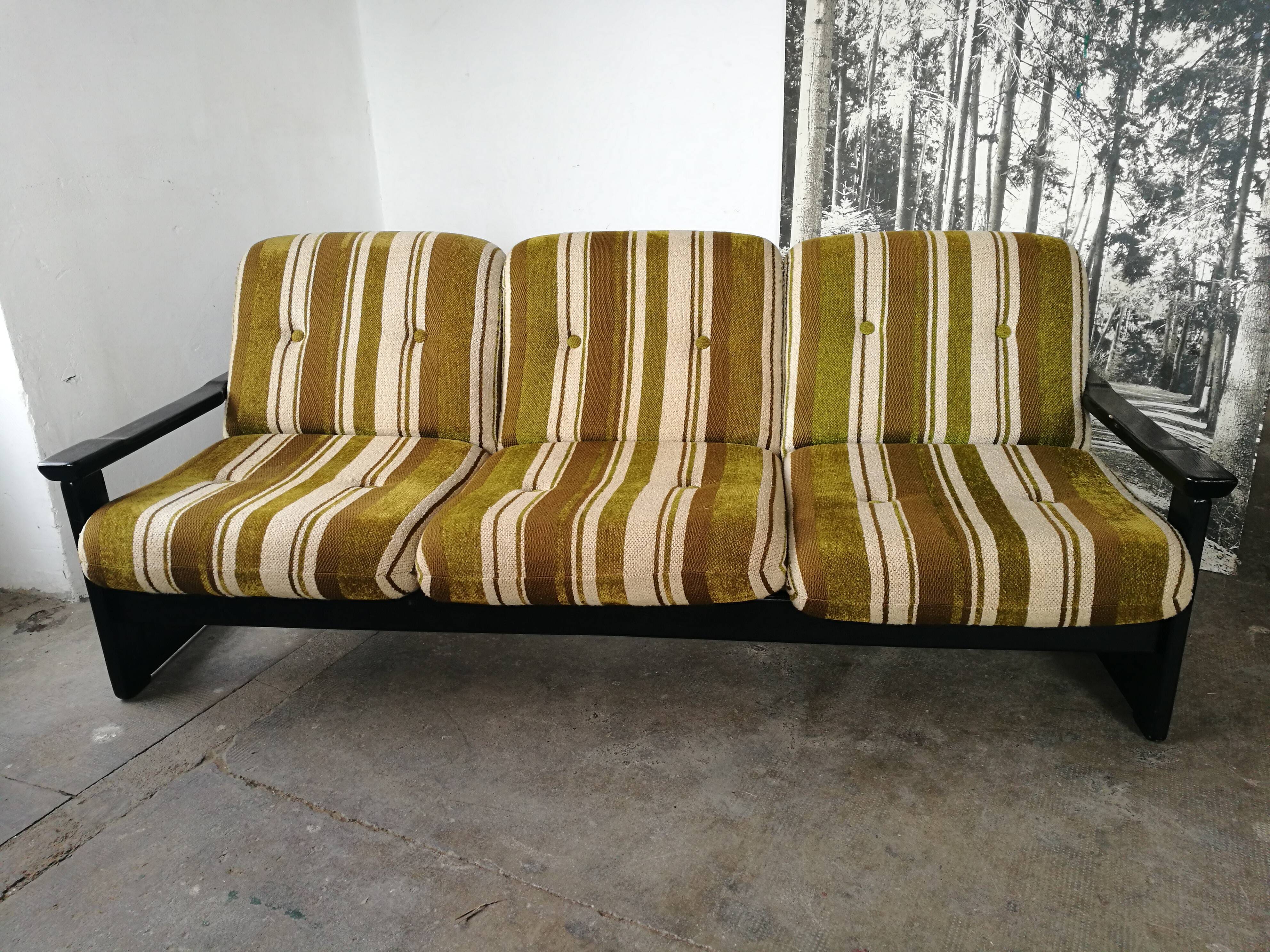 3-seater vintage velvet sofa 1970/1980
