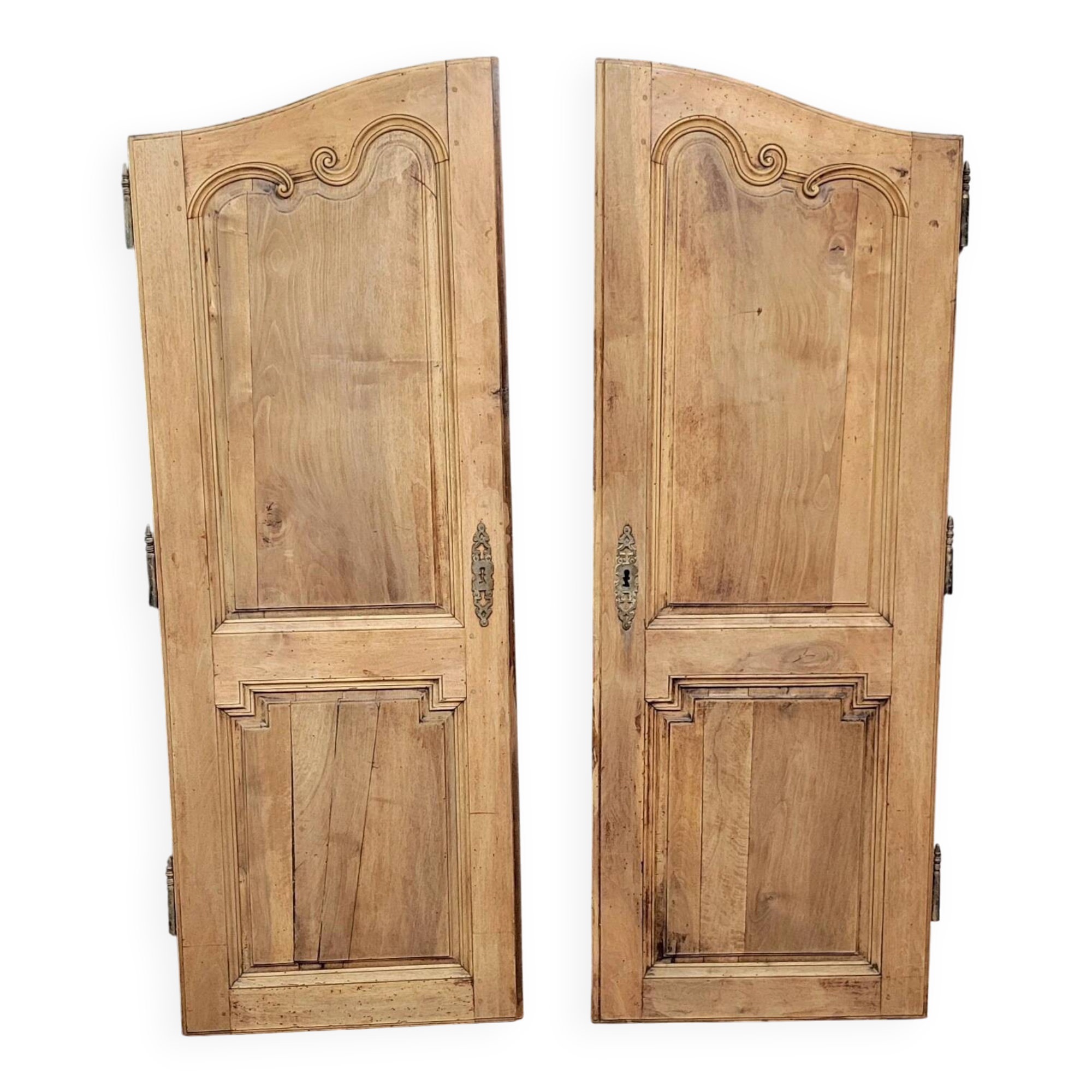 Pair of Louis XV period molded doors in solid wood