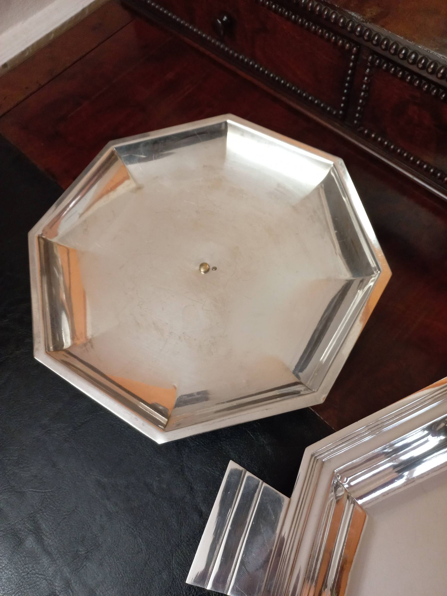 Plat Art Déco 1930 métal argenté