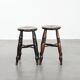 Set of two timeless antique English Windsor stools from the 18th century with a great patina