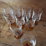 9 Luminarc "Antique" amber-stemmed red wine glasses