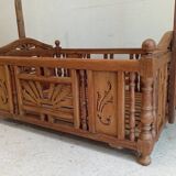 Solid teak carved swing cradle