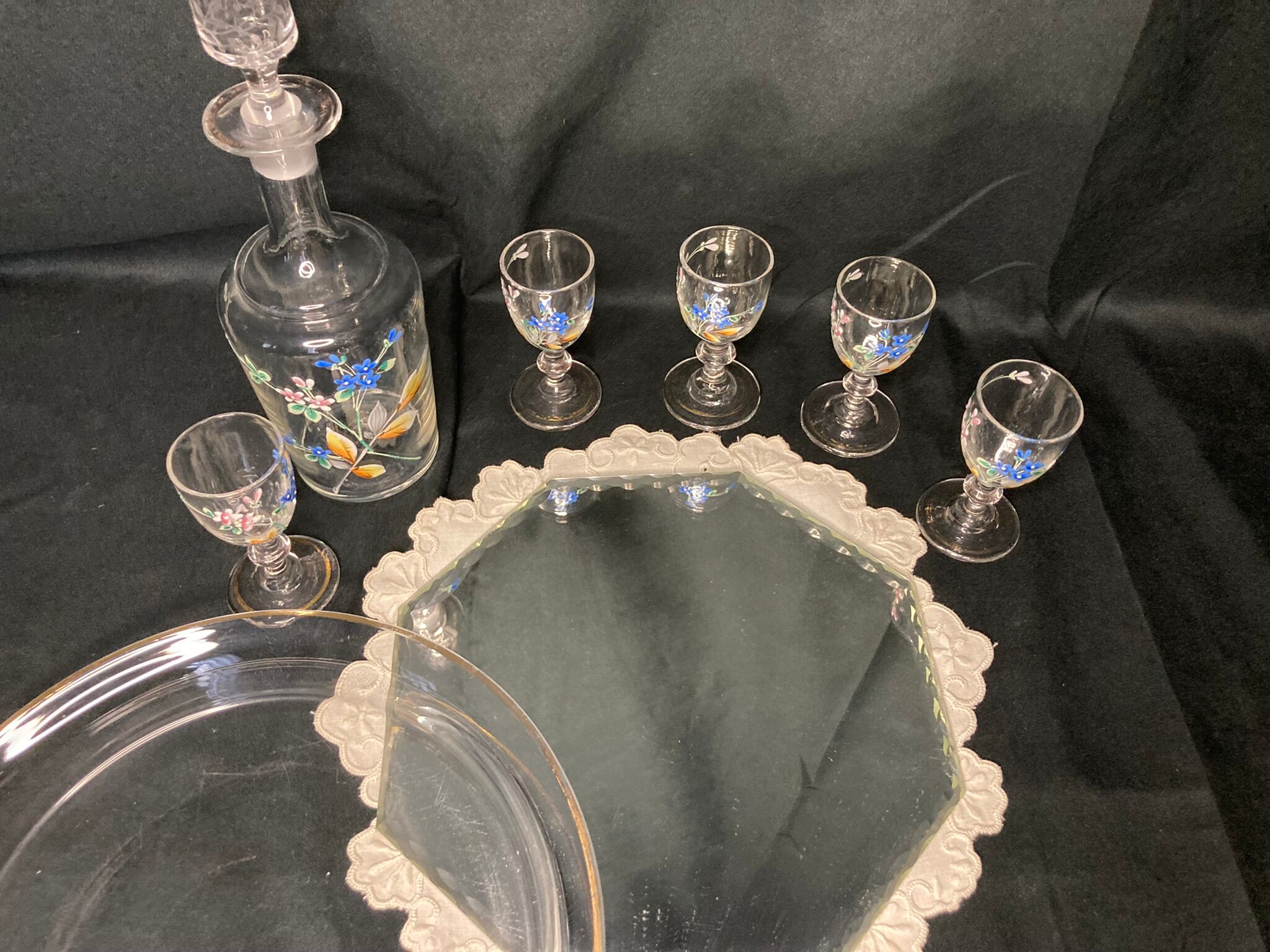 Art Nouveau enamelled glass liqueur service, early 20th century