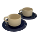 Set of 2 vintage ceramic mugs in cobalt blue & ecru • Tea service