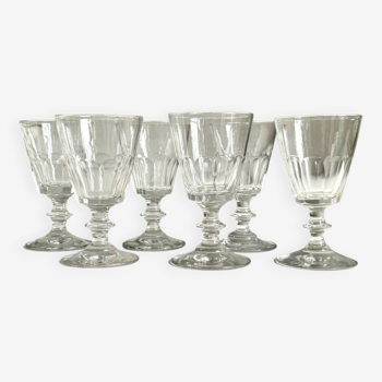 6 chiseled glass liqueur glasses, circa 1950